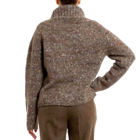Stella Jean Wool Alpaca Silk Roll Neck Chunky Speckled Knit Sweater Brown 8 - Picture 5 of 13